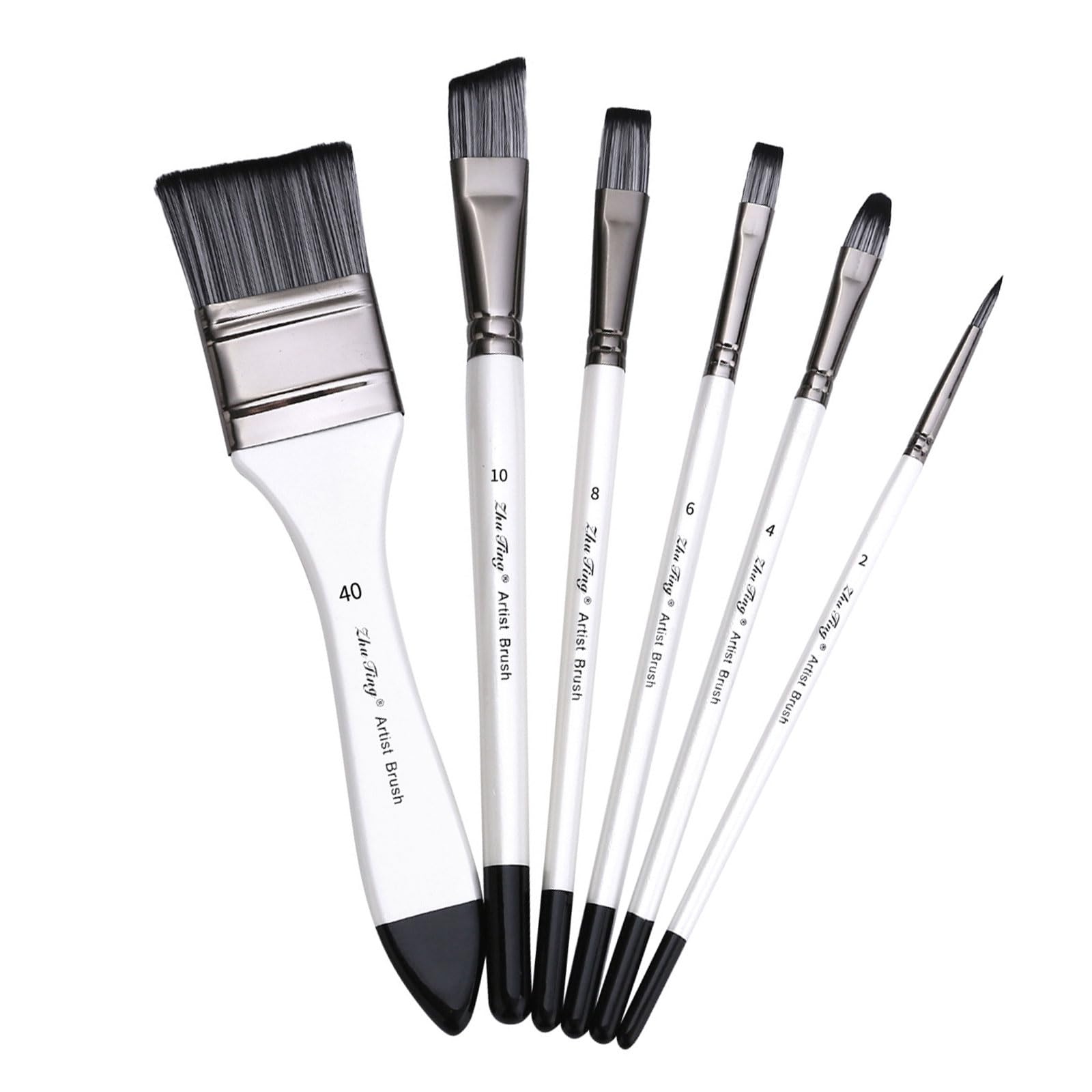 Hsioluted 6 Pcs Nylon Hair Painting Brush Artist Paint Brushes Fine Tip Paint Brush Watercolor Drawing Supplies