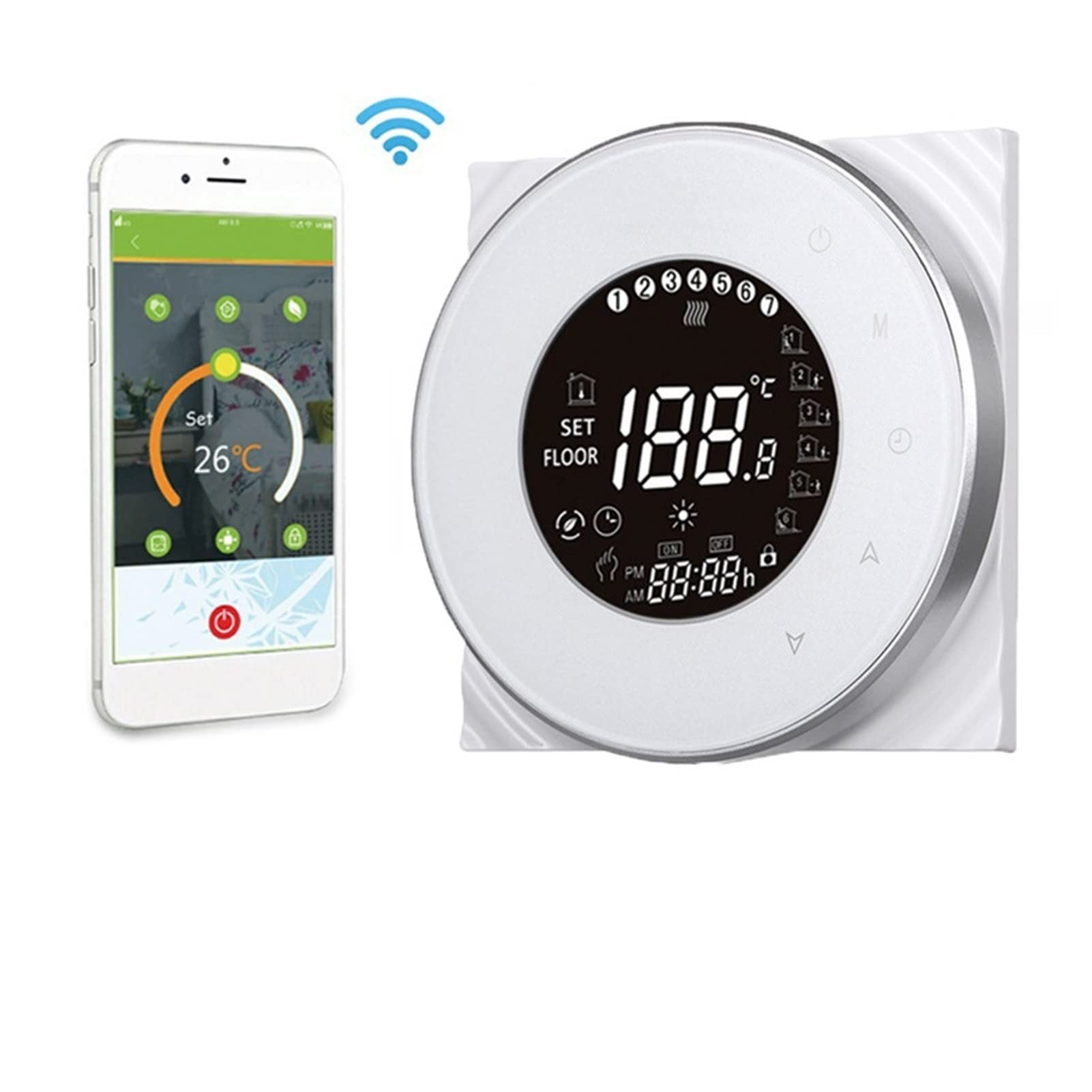 Sensore termometro, Inteligente WI-FI Termostato utilizzato for il termostato della caldaia dell'acqua/del riscaldamento pavimento elettrico in congiunzione(Noir,GA (NO WIFI))