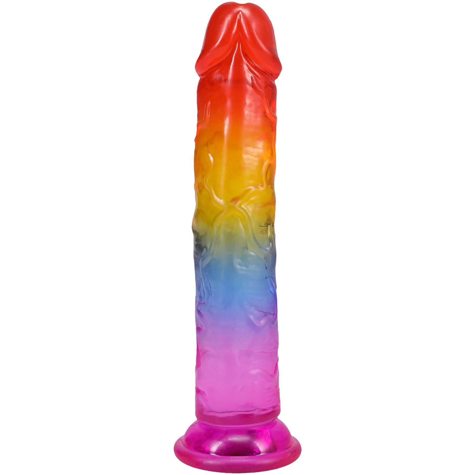 Doc Johnson Crystal Jellies - 8.5 Inch Realistic - Dildo - for Adults Only, Rainbow: 7 Inch Dong