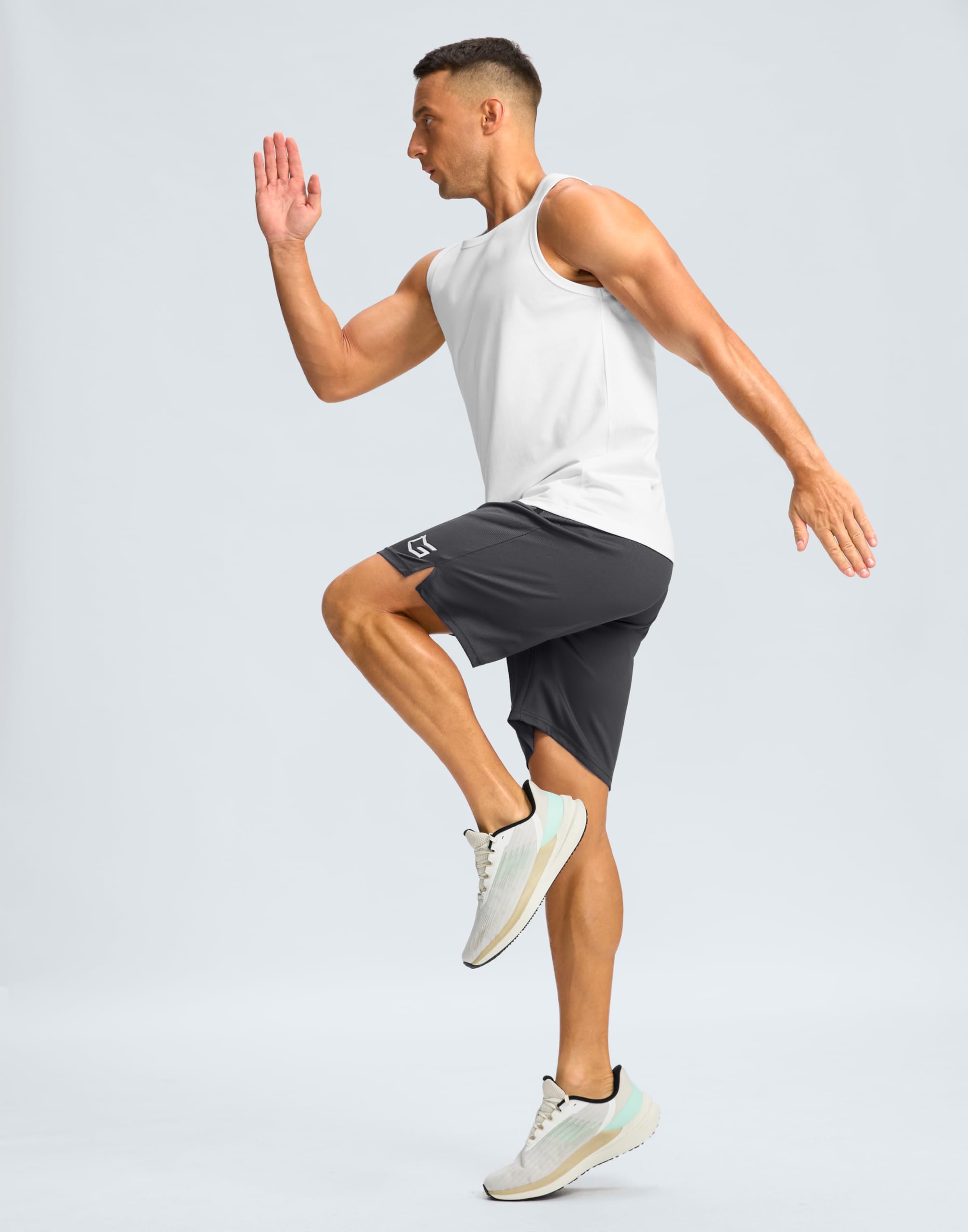 G Gradual Pantalones cortos de gimnasio para hombre con bolsillo con cremallera de 9 pulgadas, pantalones cortos deportivos de malla para hombre, de secado rápido, ligeros