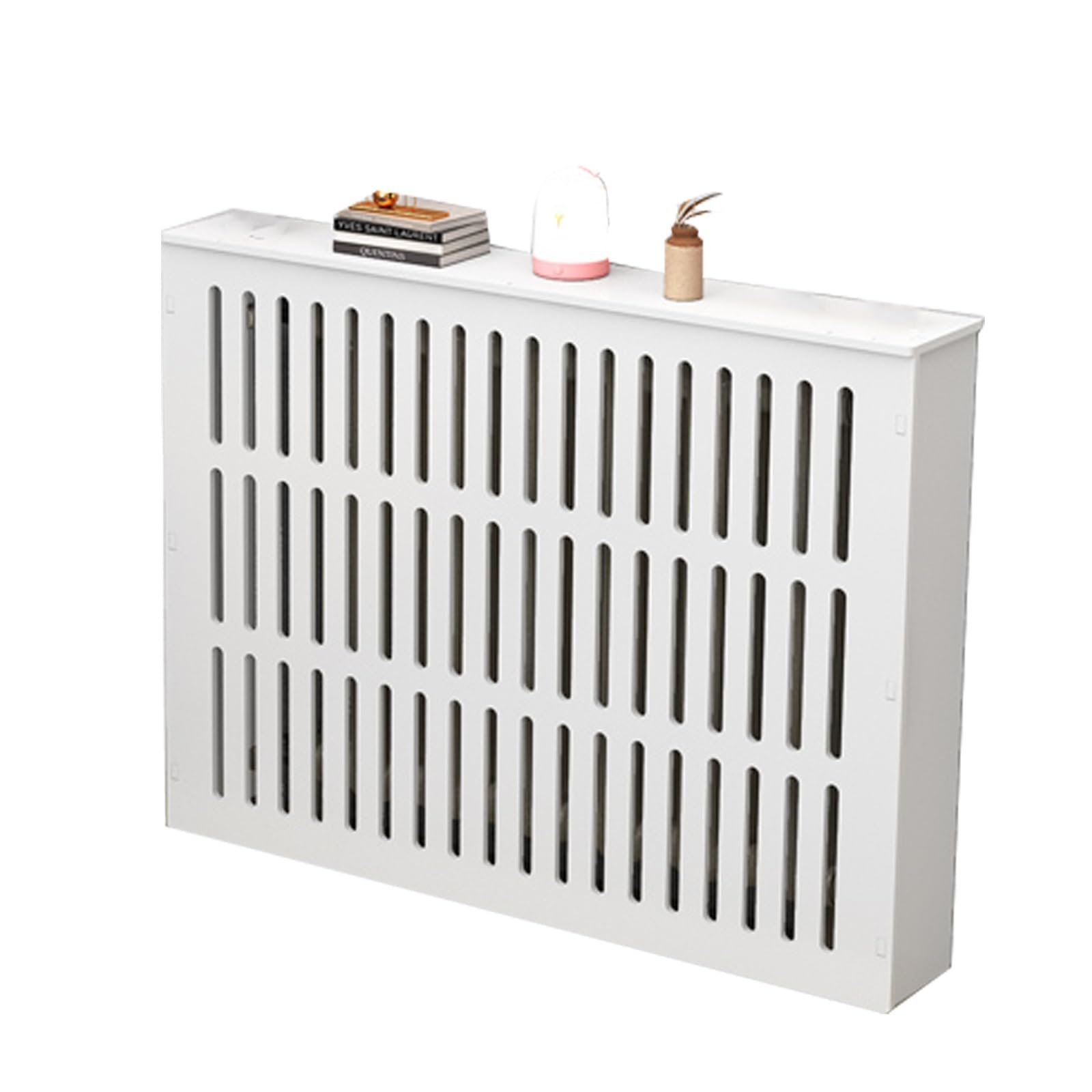 Cubierta blanca para radiador fácil de instalar con estante de madera