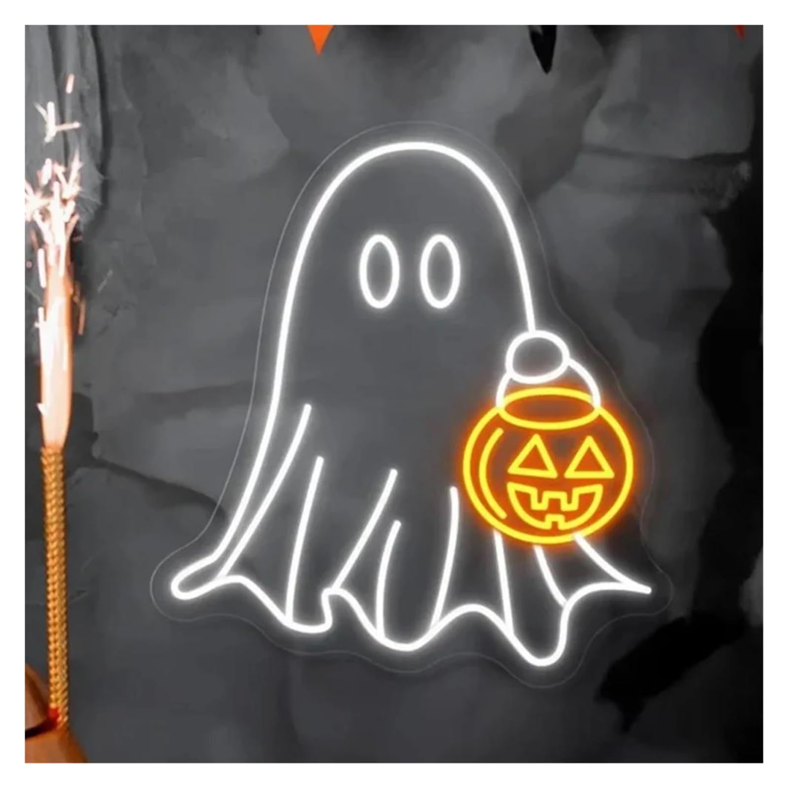 SHOUXI Sign Lamp Ghost Pumpkin Neon Sign Wall Decor Light for Living Room Bedroom Party Bar Club Dimmable Lamp(C)