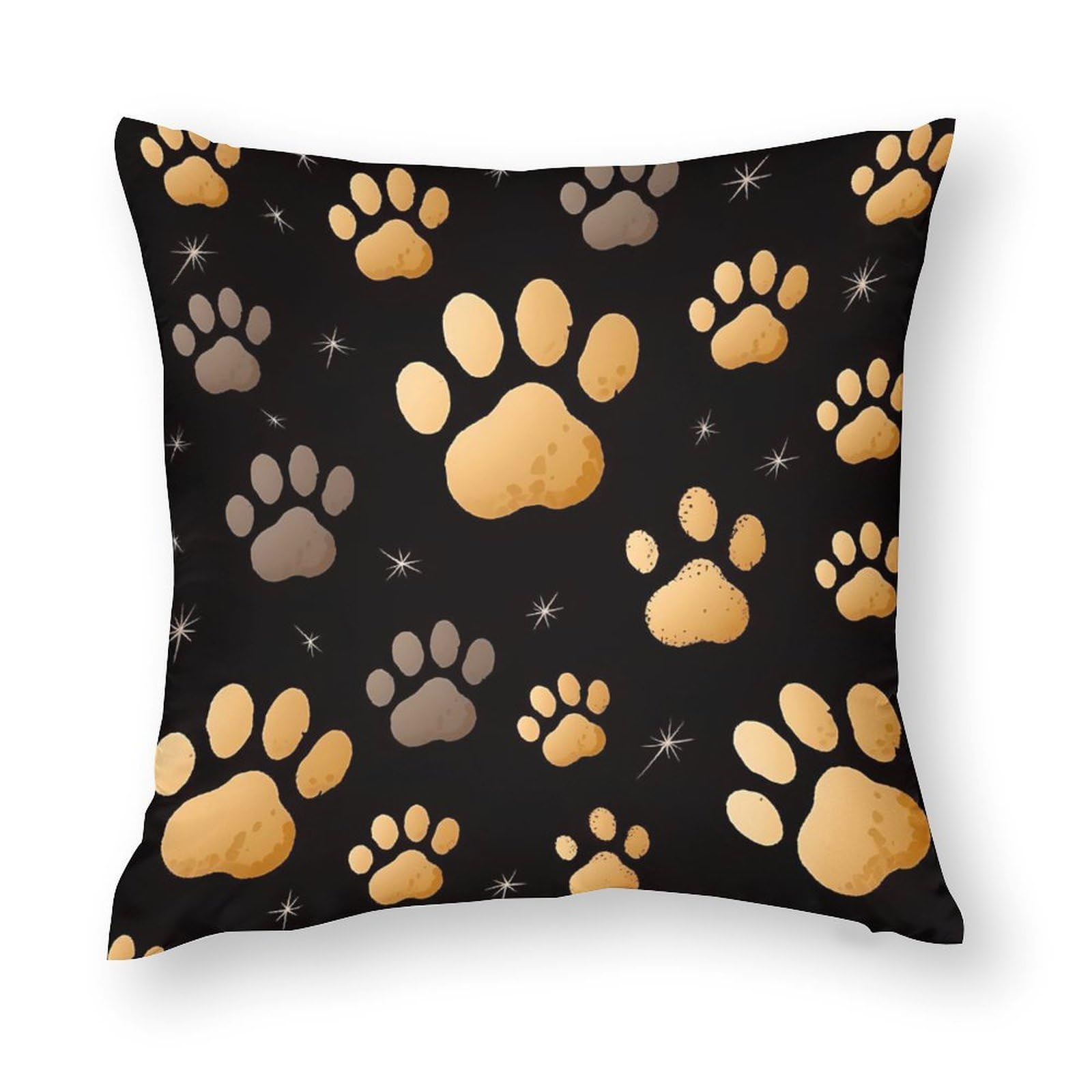 Animal Paw Print Pillow Cases Set Of 2 - Dog Paw Pillow Covers Queen Size For Sofa, Bed Decor