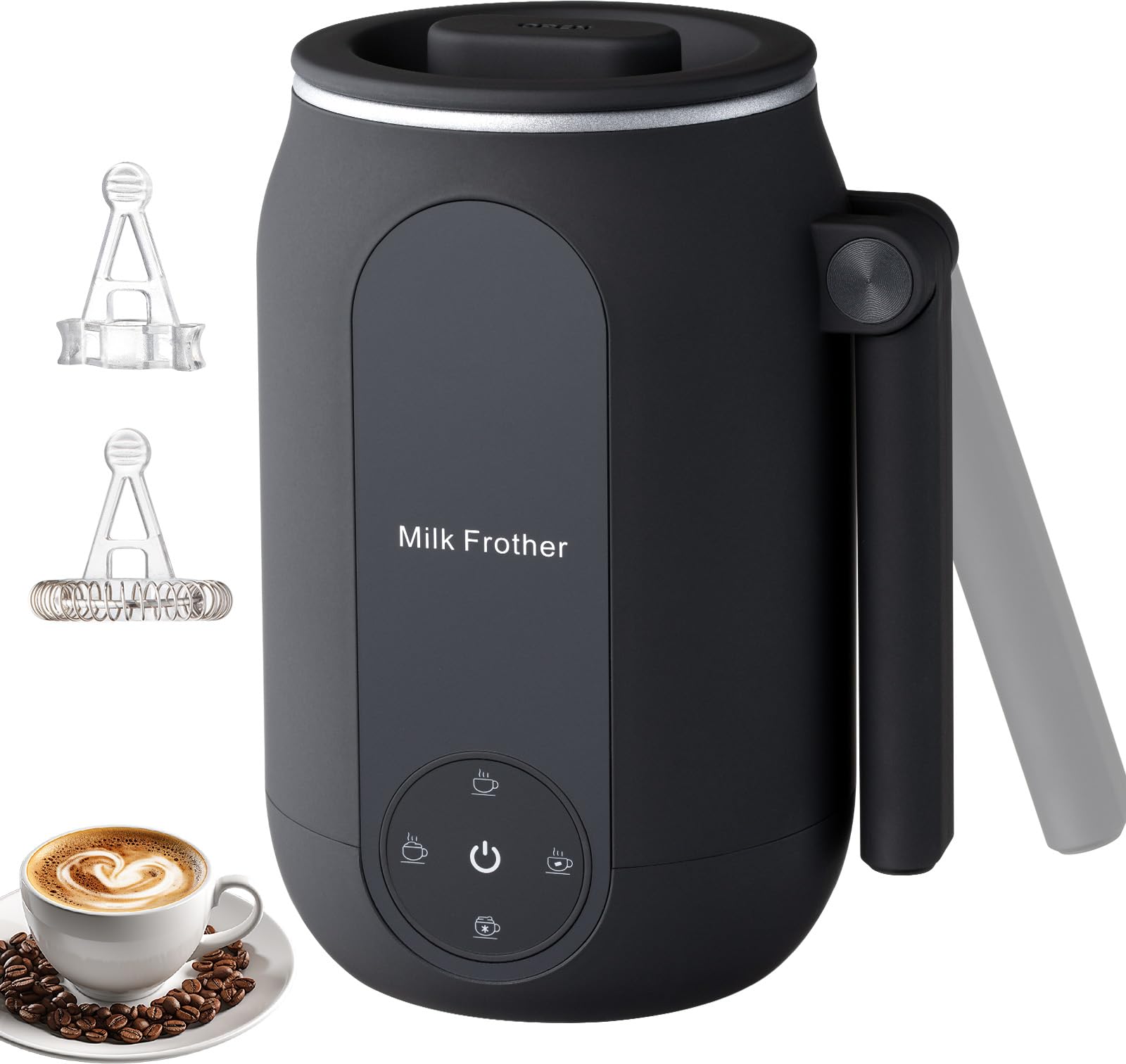 Fagalil Montalatte Elettrico, Montalatte 4 in 1 con Controllo Smart Touch e Manico Pieghevole Schiumatore Caldo e Freddo per Caffè Cappuccino Latte Cioccolata Calda (250 ml)