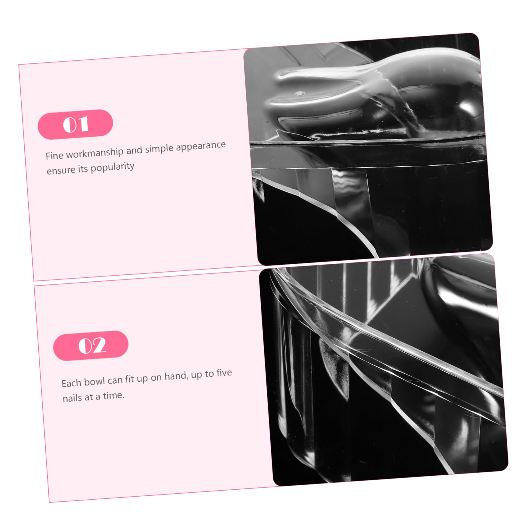 SHERCHPRY 4 Stück Maniküre Schale Transparent Nagellackentferner Schüssel Nagelpflege Handbad für Zuhause Nail Art Soak Bowl für Gelnägel Entfernen und Nagelpflege