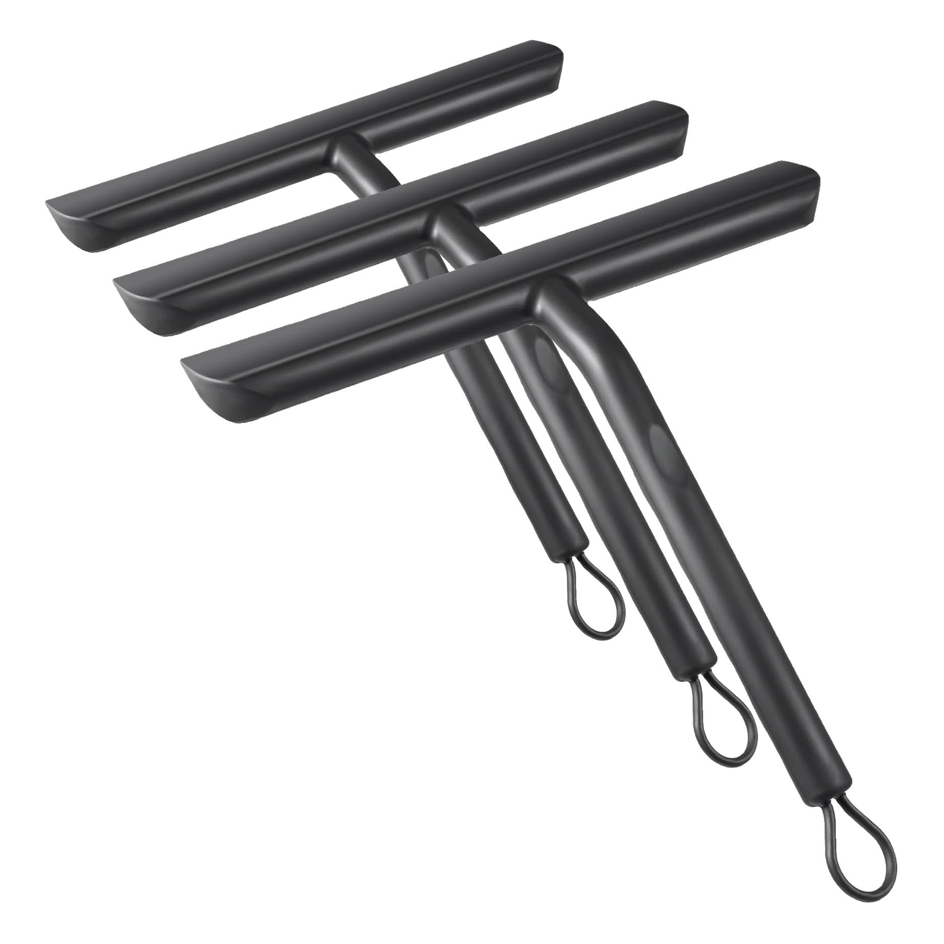 Vinabo Duschabzieher, Abdruckfrei Reinigender Duschabzieher Schwarz für Glastüren, Silikon mit Ständer-21cm, Dusch Abzieher Wischer für Dusche,Badezimmer,Spiegel,Glas-Reinigung,Fliesen (Packung mit 3)