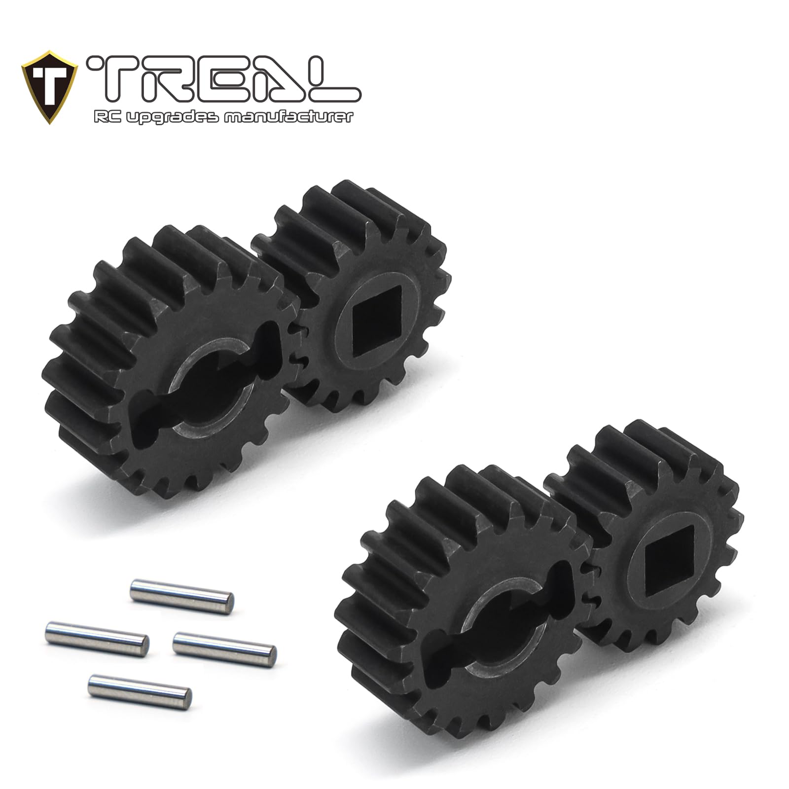 TREAL SCX10 III/Capra Overdrive Portal Gears Harden Steel Gears Compatible with Axial 1/10 SCX10 3 Capra Front Axle, Overdrive 60%(16T/19T)