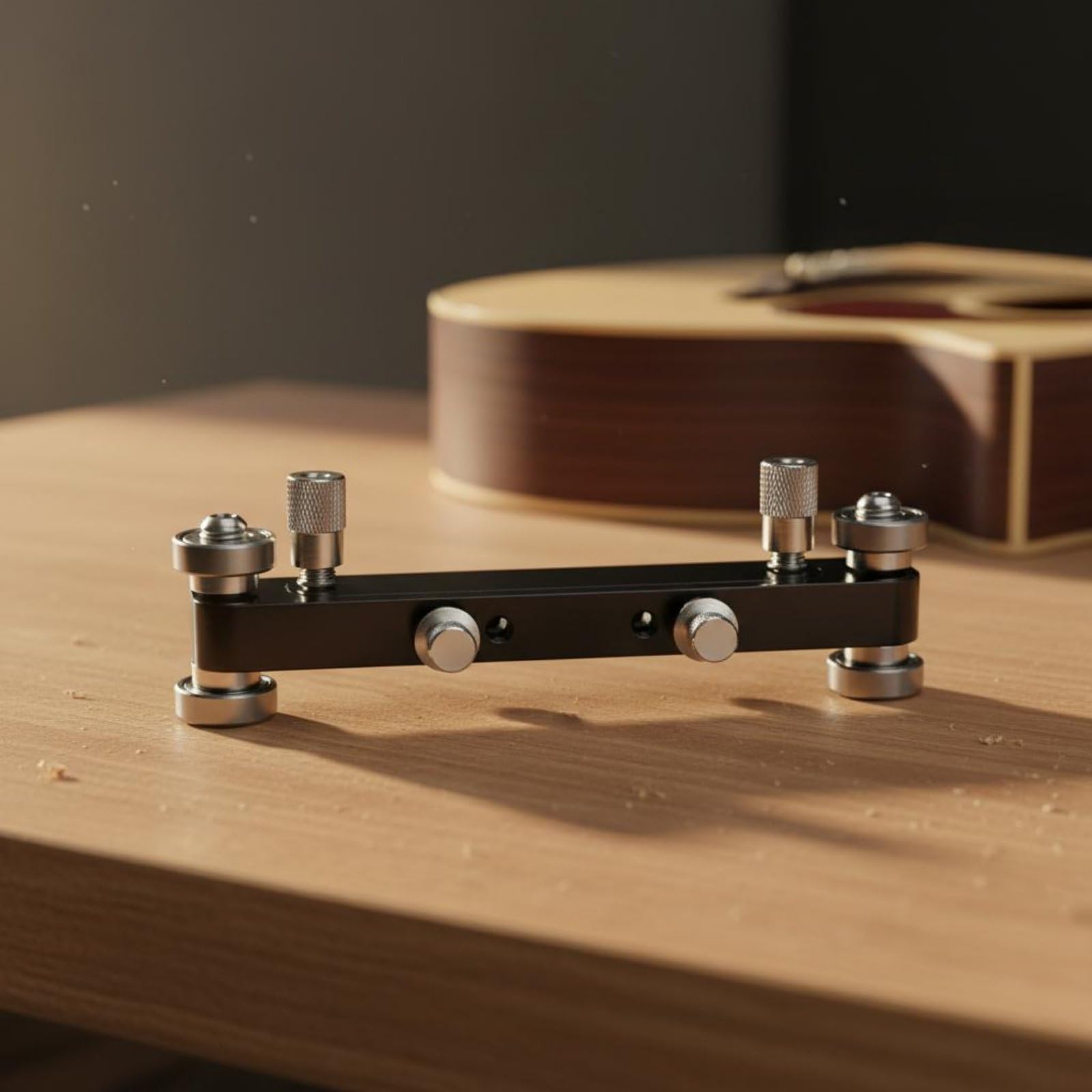 Herramienta de Nivelación Profesional para Guitarra con Rodillos y Tornillos Ajustables para Cejuela y Puente Accesorio de Mantenimiento , Plata