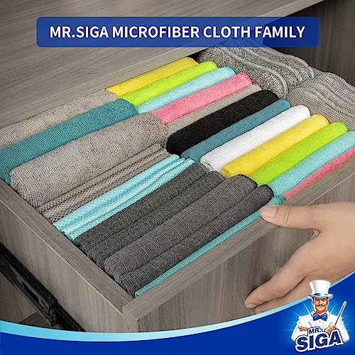 MR.SIGA Paños de Limpieza con Estampado de gofres, paños de Limpieza de Microfibra absorbentes Reutilizables, paños de Cocina de Microfibra sin Pelusa, Paquete de 6, Gris, 32 x 32 cm