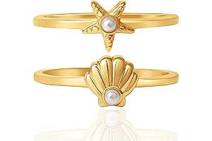 The Little Mermaid Stackable Ring Set: Seashell Delight