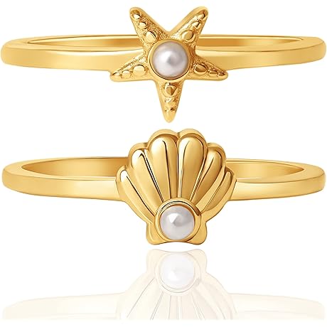 The Little Mermaid Stackable Ring Set: Seashell Delight