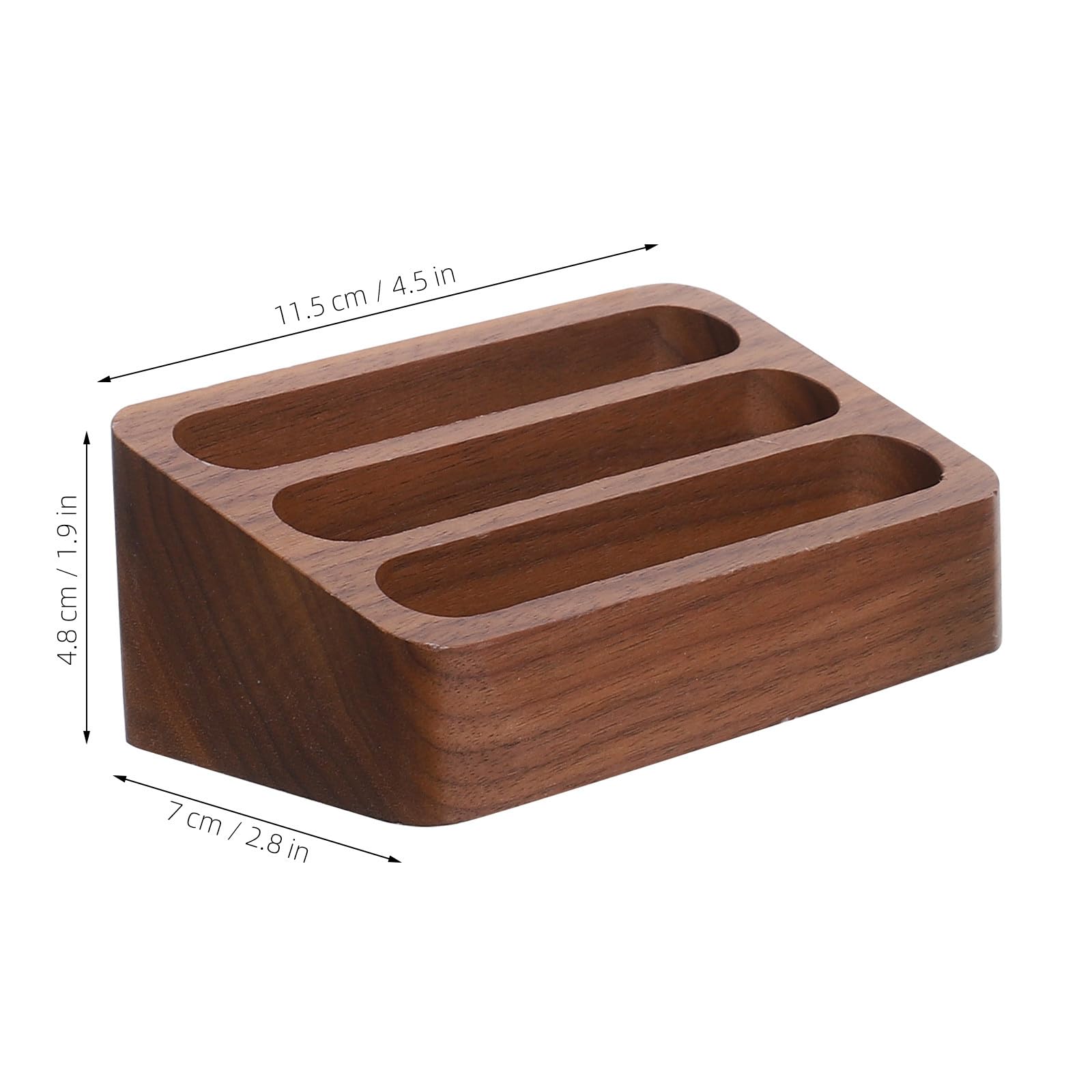 Cabilock 2piezas Tarjetero De Madera De Nogal Negro Estuche Para Tarjetas De Visita Ranuras Organizador Pequeño Para Oficina Hogar y Mesa De Escritorio