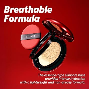 TIRTIR Mask Fit Red Cushion Foundation | Full coverage, Weightless, Skin fit, Satin Glow Finish, Korean Makeup, beauty, Tattoo cover up, Buildable (#30N Rich Honey, 18g)