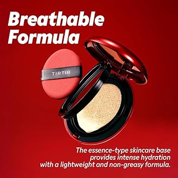 [*Mini Size*] TIRTIR Mask Fit Red Cushion Foundation | Full coverage, Weightless, Skin fit, Satin Glow Finish, Korean Makeup BB Foundation, beauty, Tattoo cover up, Buildable (#10C Shell, 0.15 Fl Oz)