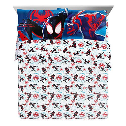 Image of Jay Franco Marvel Spiderman Across the Spider-Verse Glitch 7 Piece Queen Size Bed Set - Includes Comforter & Sheet Set Bedding - Super Soft Fade Resistant Microfiber (Official Marvel Product)