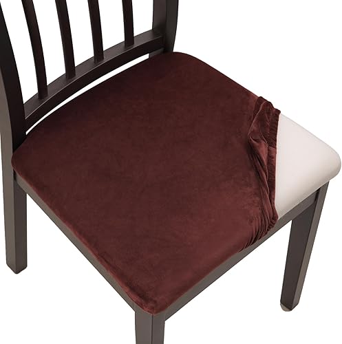 Miniatura 8 de Fundas elásticas para asiento de silla de comedor, fundas de asiento extraíbles y lavables para asiento de cocina, fundas de cojín protectoras (4,