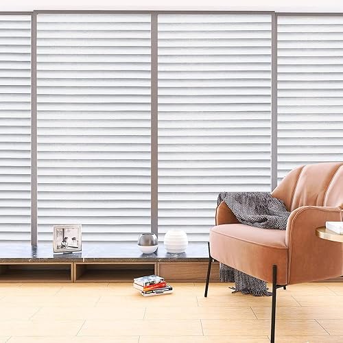 Miniatura 5 de Película para ventana con patrón de persianas, película de privacidad esmerilada para ventana, calcomanías decorativas de vinilo para ventana,