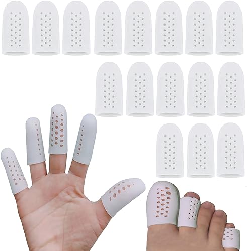 Miniatura 1 de 16 piezas de catre de gel con agujeros, protectores de dedos de silicona transpirables, fundas de dedos transpirables, fundas para los dedos,