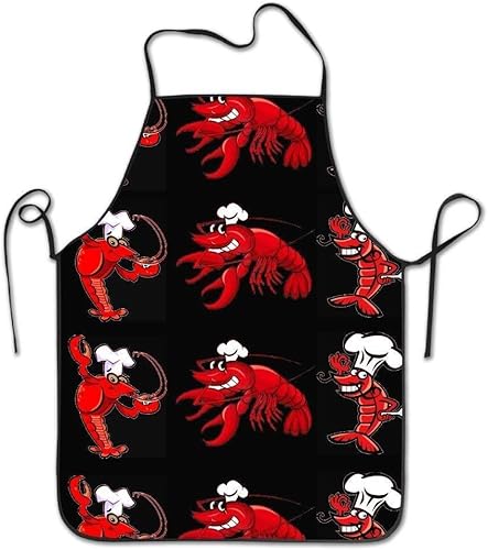 Hopes's Delantal de cocina para hombres y mujeres para cocinar, hornear, manualidades, jardinería, barbacoa, cangrejo, negro, 20.5 x 28.3 pulgadas,