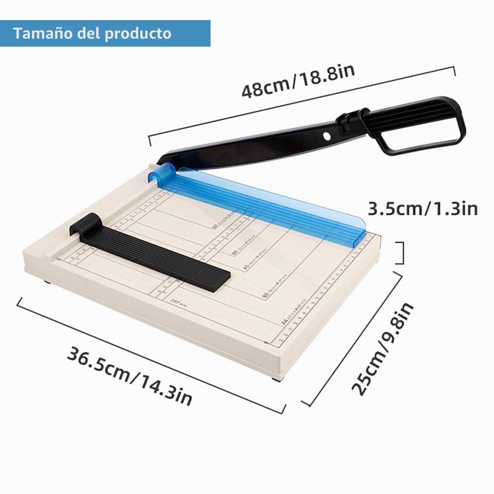 Guillotina de Papel A4, Cortador de Papel Con Protector de Seguridad para A4/B5/A5/B6/B7, Corta 12 Hojas, Corte Preciso, para Hojas de Metal, Cuero, Fotos