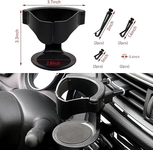 Miniatura 2 de Portavasos para automóvil para ventilación de aire, soporte horizontal ajustable para tazas de aire acondicionado y aire acondicionado con clips,