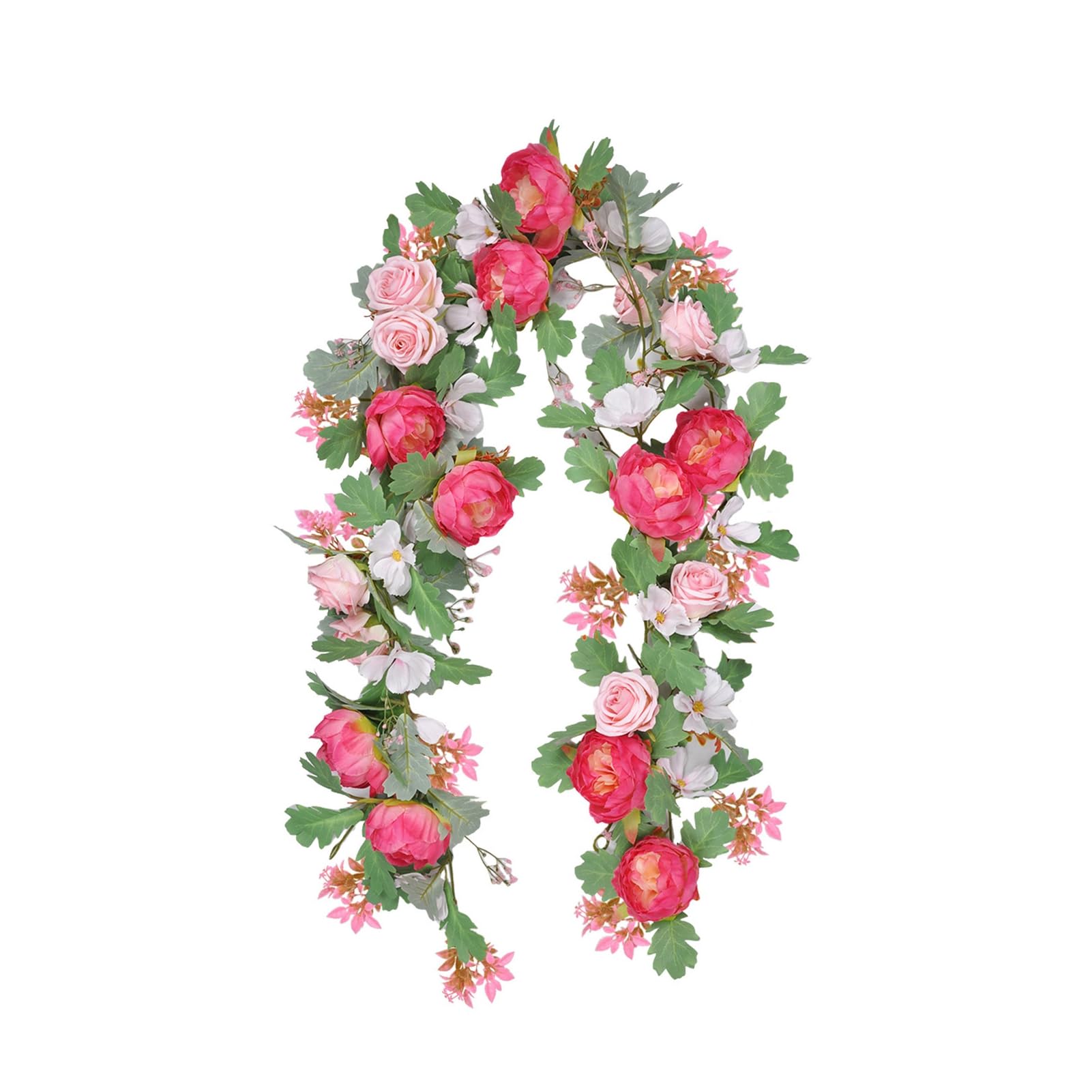 matumou 170/180CM Artificial Peony Flower Garland with Eucalyptus Leaves UV Resistant Realistic Hanging Faux Flower Vine for