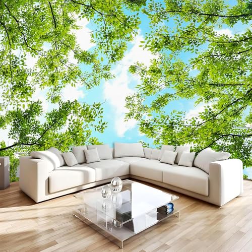 Verde Hojas Papel Pintado 366 x 254 cm 3D Árboles Mural de pared Fotomurales Tejido No Tejido Fuera De La Ventana Papel Tapiz Grande Murales Fotográfico Moderno Decoración de Paredes W-231