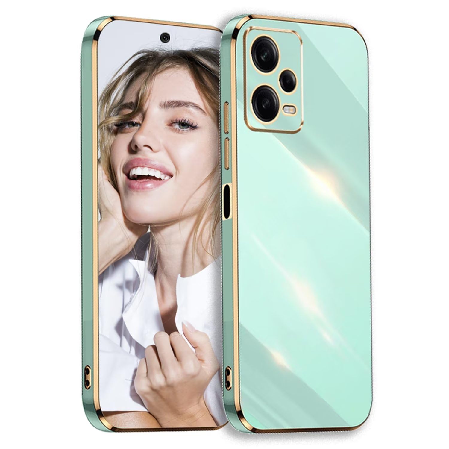 Cover in Silicone per Xiaomi Redmi Note 12 Pro 4G, 5 Custodia Morbida in TPU Silicone Opaco Sottile con Protezione della Fotocamera (Nero + Verde