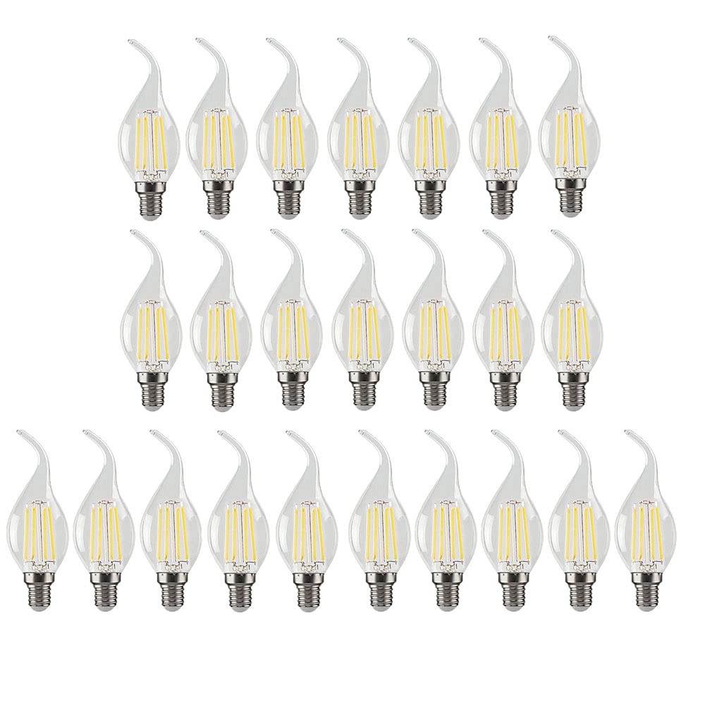 24 Confezioni Lampadine a Candela LED E14 4W(Equivalente a 40W) Lampadina a Filamento LED C35 Non Dimmerabile 400LM,Lampada a Candelabro a Risparmio Energetico Vintage Bianco Freddo 6500K