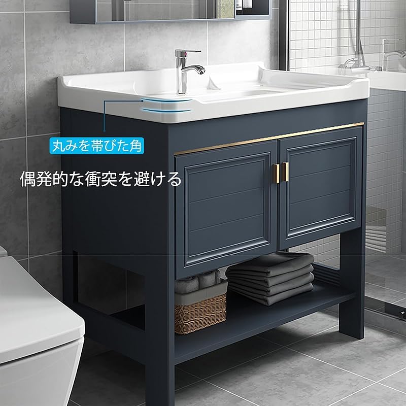 AZIEBAY 【コントラスト】 セラミック製洗面ボウル。収納キャビネット、温水・冷水用蛇口、排水アクセサリーを一体化。屋内・屋外兼用、ガーデンシンク