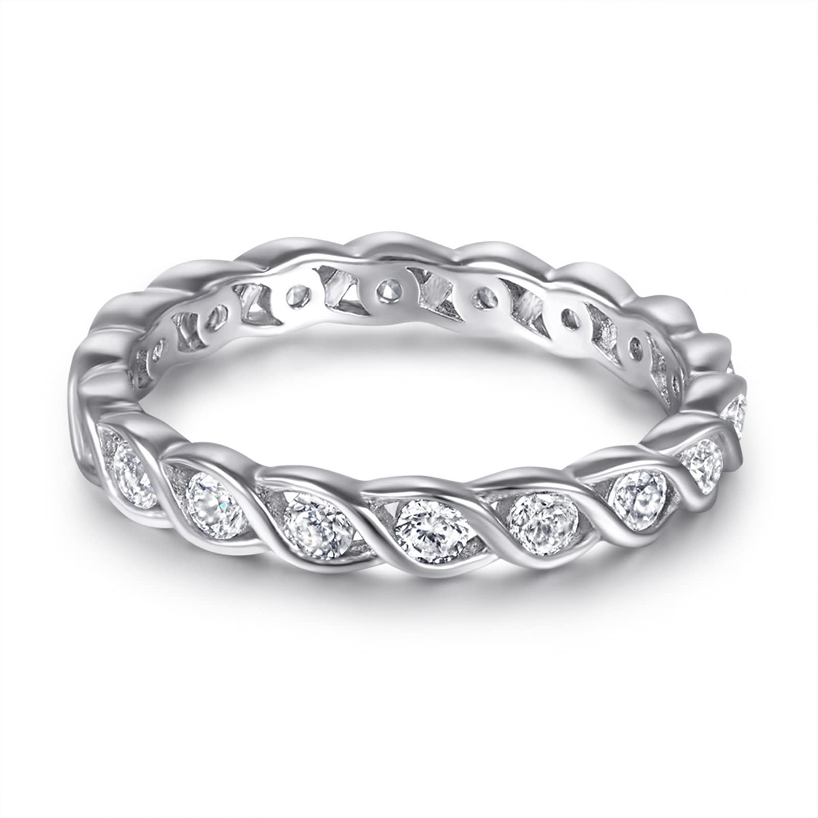 AMDXD Anillos de boda de plata 925, anillos de onda, para mujeres, niñas, niños, confirmación, regalos para niñas, joyas para mujer