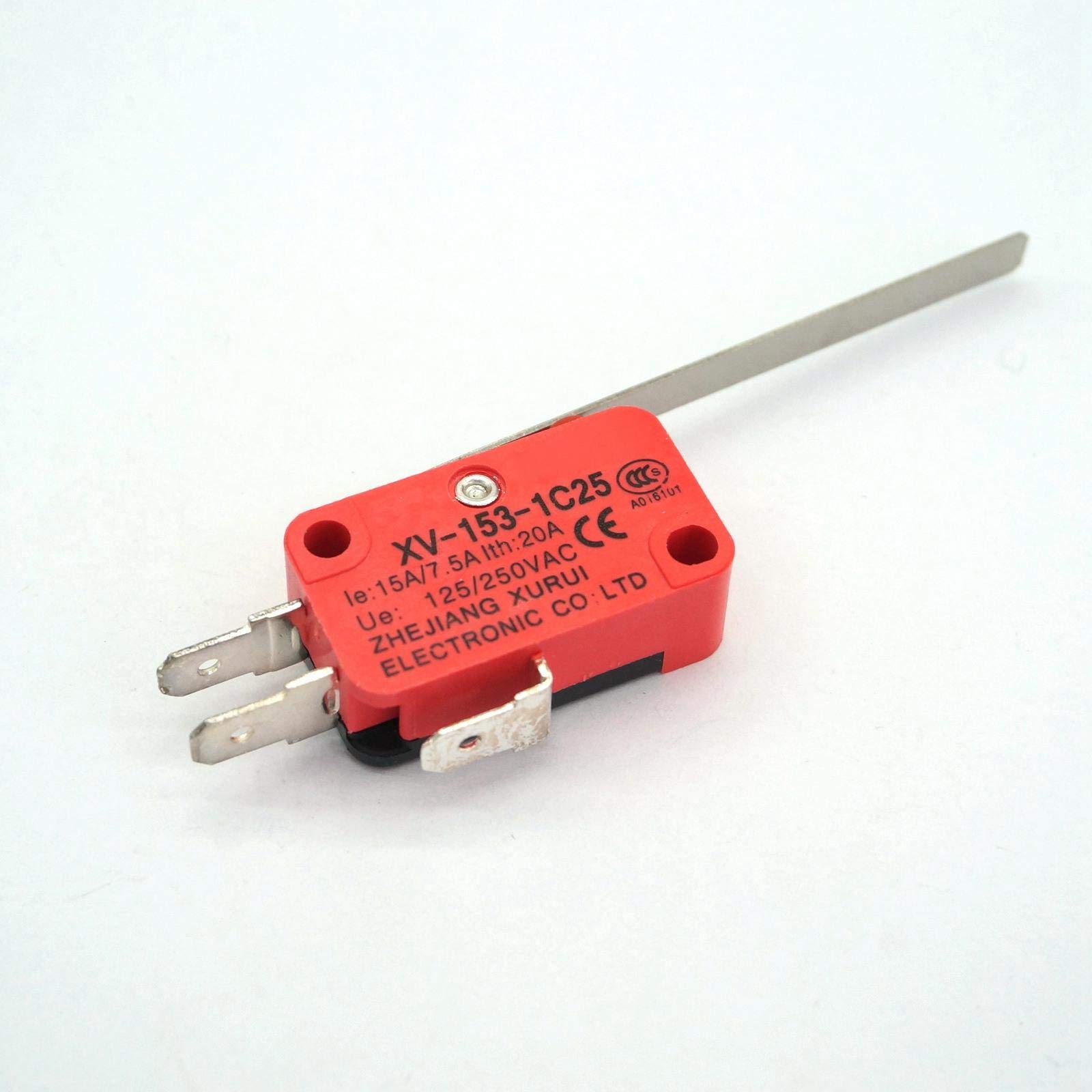 Micro-interrupteur SPDT NO+NC 16A avec levier long droit pour circuit électrique - Lot de 5