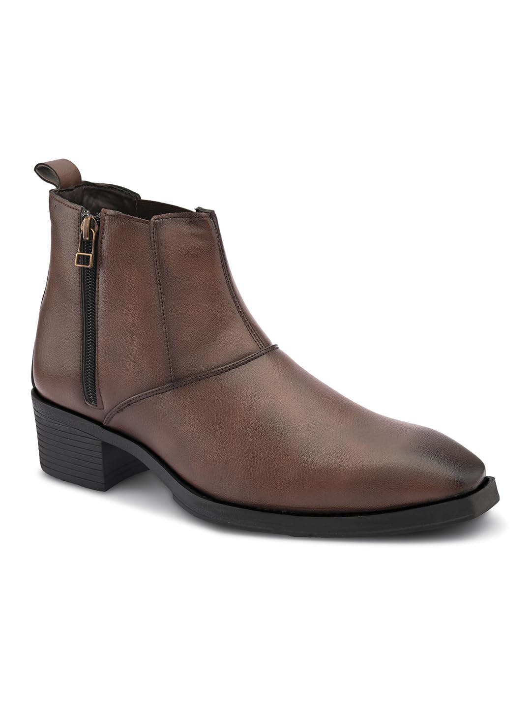 Men's Chelsea Zipper/Chain Boots | High Ankle Boot| Formal, Office & Casual Wear Shoes | Soft Cushioned Insole, Slip-Resistance, Dynamic Feet Support, Arch Support & Shock Absorption