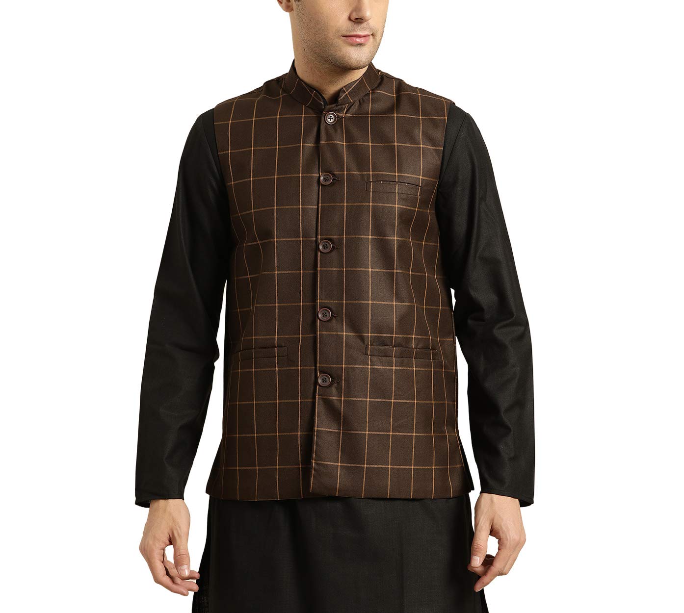 sojanya (Since 1958, Mens Cotton Blend, Checked Nehru Jacket-picture-44