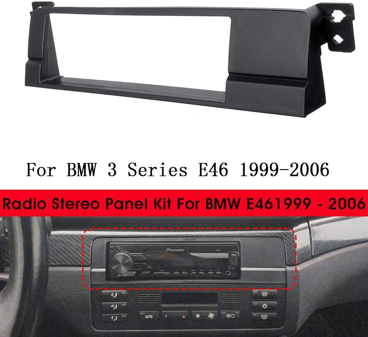 1 DIN-Autoradio-Blende für CD/DVD/Armaturenbrett, kompatibel mit BMW 3er-Serie E46 1999–2006
