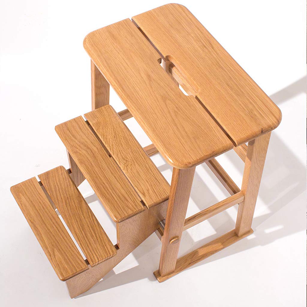 Sgabello Pieghevole In Legno A 3 Gradini – Altezza 60 Cm, Antiscivolo, Salvaspazio, Per Uso Domestico