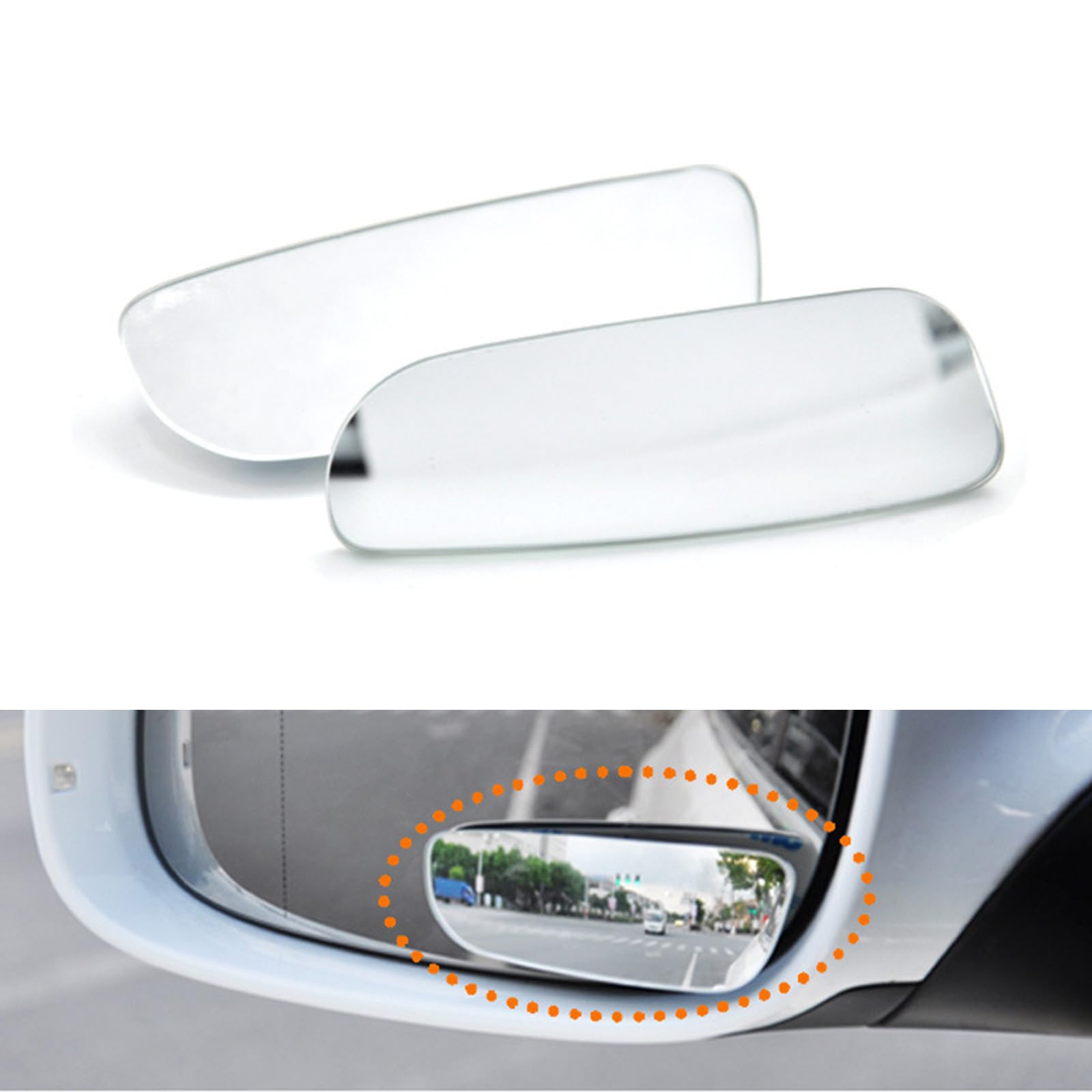 2 PCS Car Rear View Blind Spot Mirror, Wide Angle Design, Universal Automotive Rearview Mirror Replacement, 3.7In x 1.3In HD Rectangle Glass Material, Reverse Assist Accessories (Black)