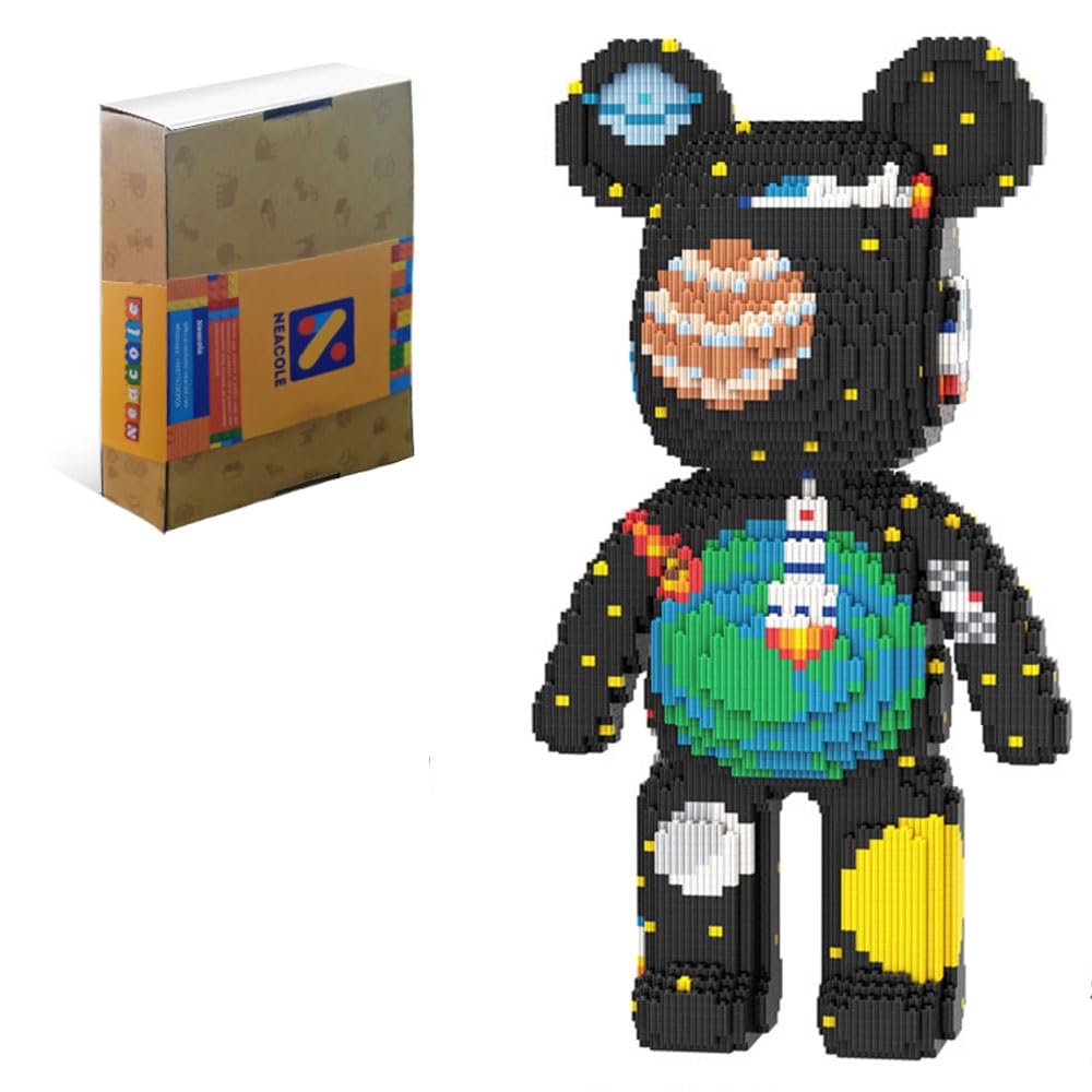 Neacole Bear Building Blocks (7220 Pieces), 43/46 cm, Micro 3D Animal Building Blocks for Adults and Children, Home and Office Decoration, Birthday and Valentine's Day Gifts (Space Bear)