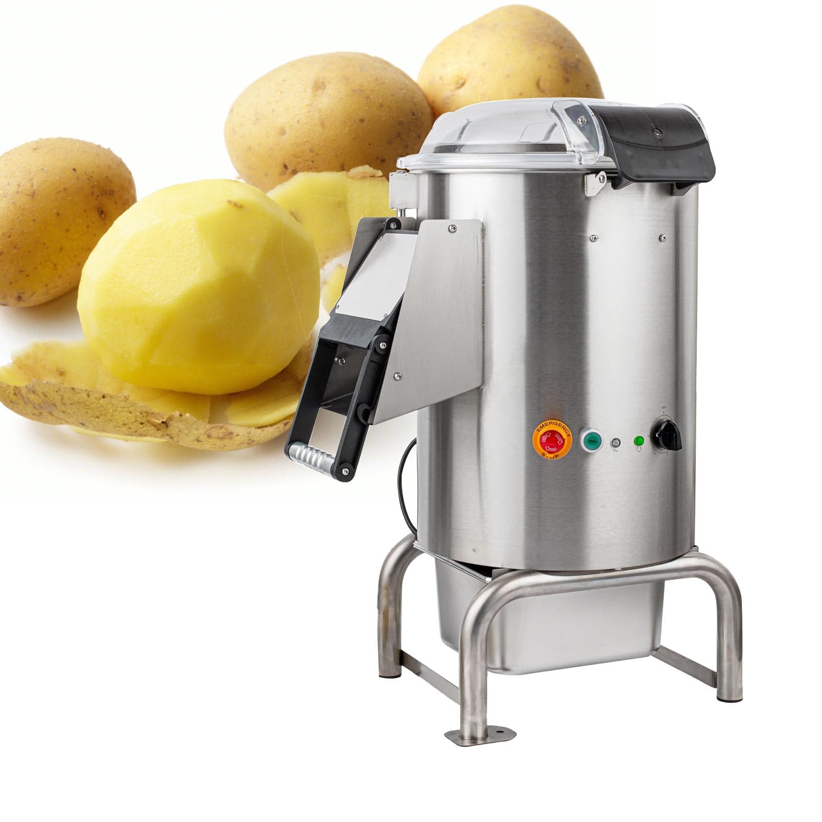 Peladora De Patatas EléCtrica, Peladora De Verduras Y Frutas AutomáTica De Acero Inoxidable Con Tubo De Agua Tipo Acceso, Equipo De Pelado, Lavadora De Taro Y Jengibre,110V