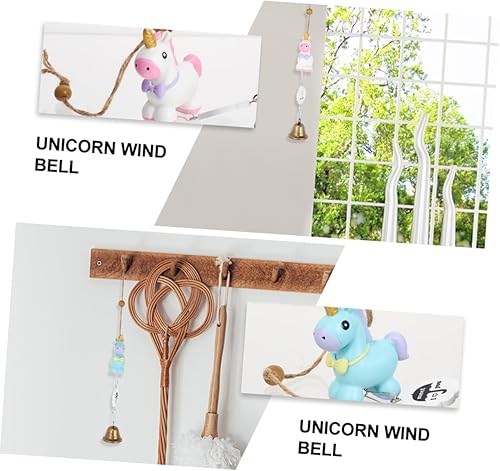 Miniatura 7 de SEWOART 2 piezas de campanilla de viento de unicornio colgante Good Fortune Windchime decorativo móvil conmemorativo campanillas de viento