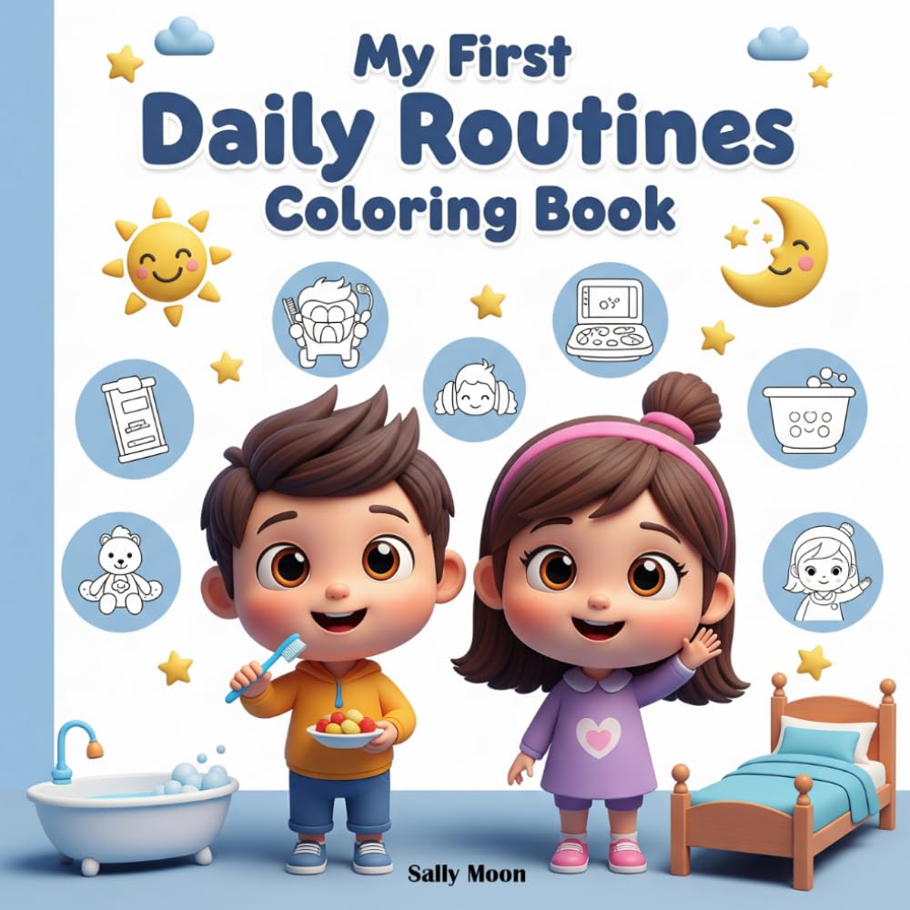 My First Daily Routines Coloring Book: Big and Simple Daily Habits for Toddlers and Preschoolers Ages 2–4