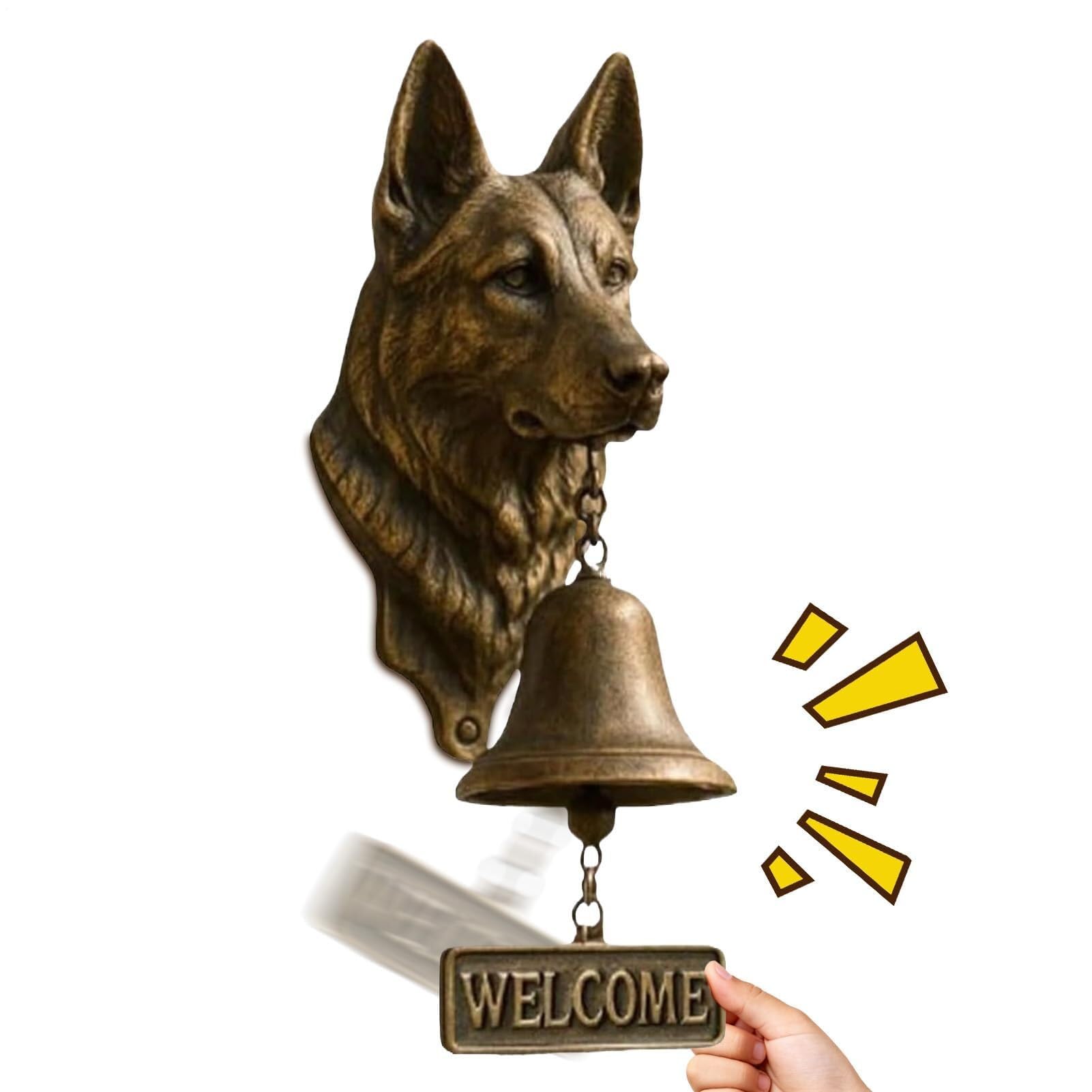 Funny Resin Dog Bell - French Bulldog Themed Door Bell - Welcome Garden Porch Decoration Original Gift for Pet Lovers (German Shepherd)