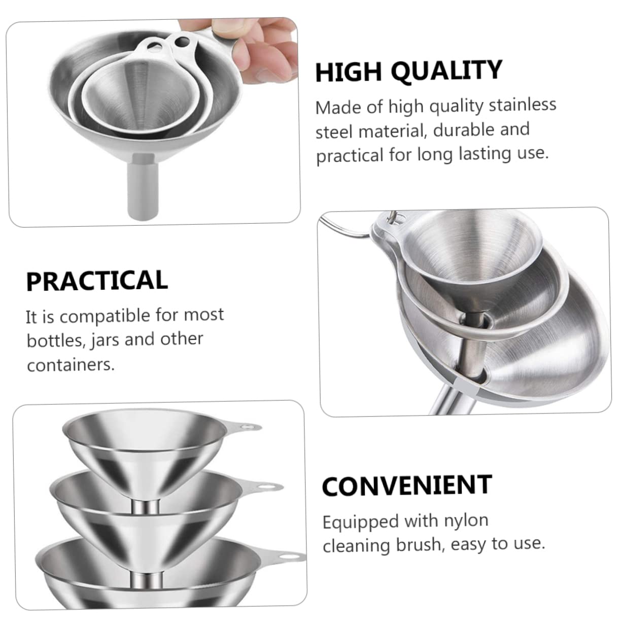 Juego de Embudos de Acero Inoxidable 1 Set para Cocina