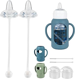 Dr. Brown's Narrow 4oz Sippy Cup Conversion Kit (2-Pack) – Weighted Straw & Protective Silicone Sleeve