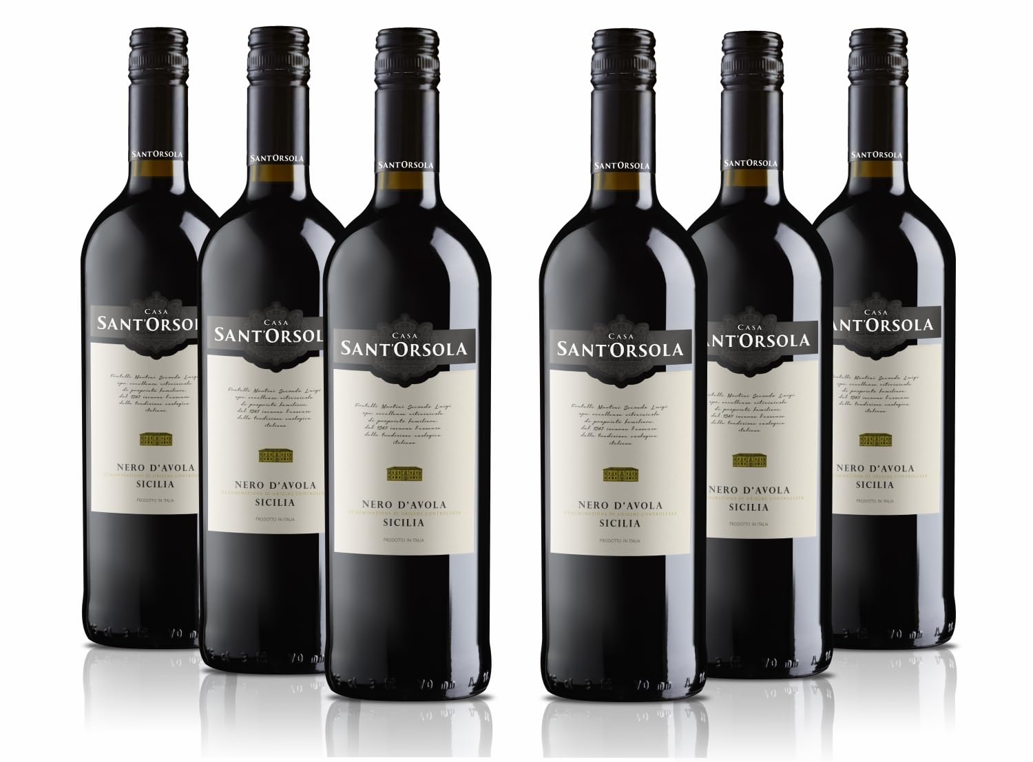 Sant'Orsola Nero d'Avola Doc Sicilia Italian Red Dry Wine, 6 x 750 ml