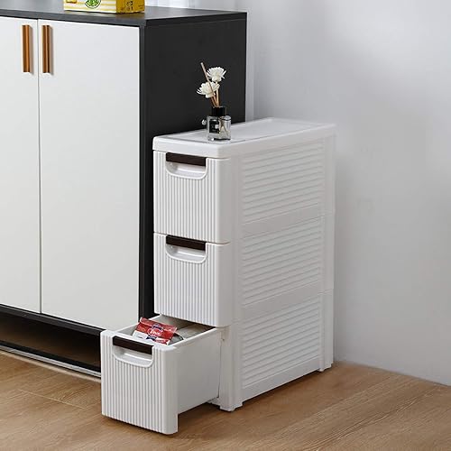 Miniatura 9 de MITPATY - Organizador de 3 cajones con ruedas, gabinete de almacenamiento estrecho y delgado para baño, dormitorio, cesta de mercado, simple