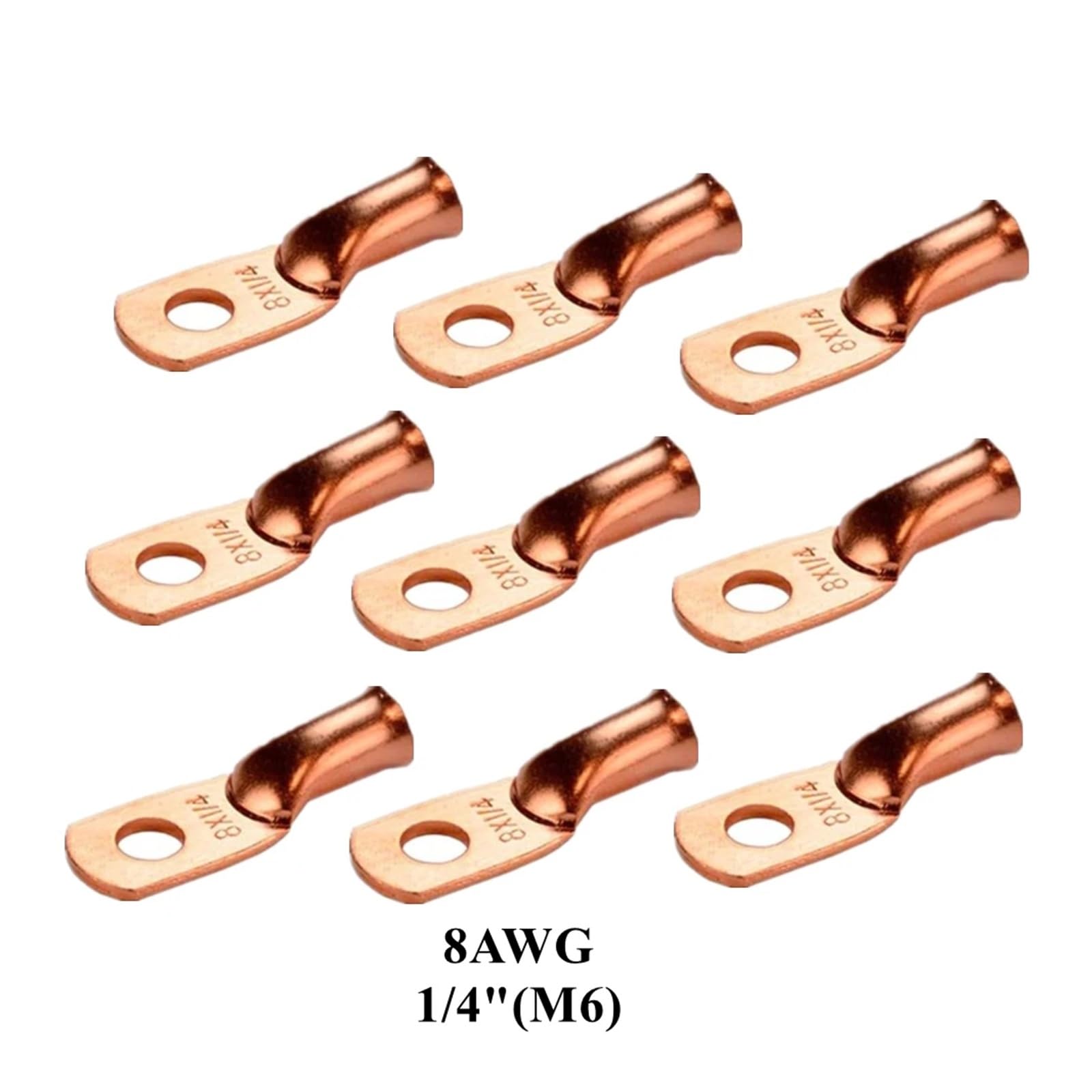 Lot de 100 cosses câble Batterie à Anneau 8 AWG 1/4" en cuivre souder/sertir