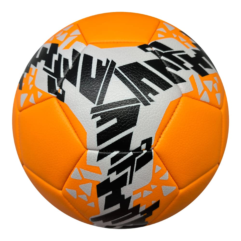 XEDGE Balón de fútbol de tamaño oficial, bola de entrenamiento de tamaño 5 para niñas, niños, jóvenes adolescentes, adultos, cosido a máquina para juegos en interiores y exteriores (naranja, talla 5)