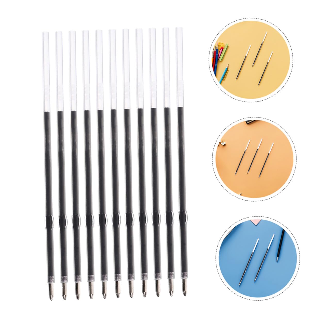400 Pièces Recharge Stylo Bille Noire pour Stylo Rétractable Encre Lisse pour Bureau École et Prise de Notes