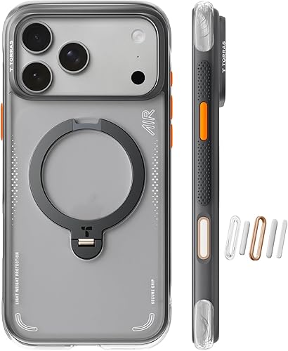 TORRAS Ostand Q3 Air - Funda para iPhone 17 Pro Max con soporte magnético de 360, compatible con MagSafe, prueba de caídas de grado mil, botón de